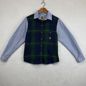 Rough Stock Plaid Flannel Long Sleeve Button‎ Up Shirt Men Women Size Small